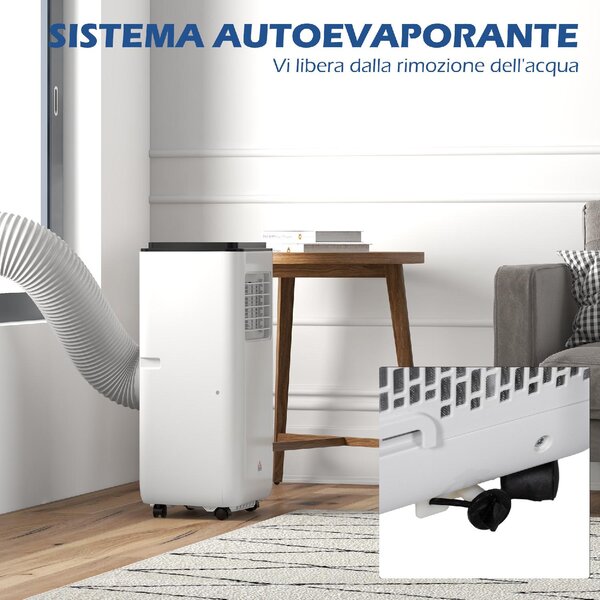 DecHome Condizionatore Portatile 7000 BTU/h Climatizzatore solo Freddo Funzione Deumidificatore con Telecomando e Timer colore Bianco - 80V0WT