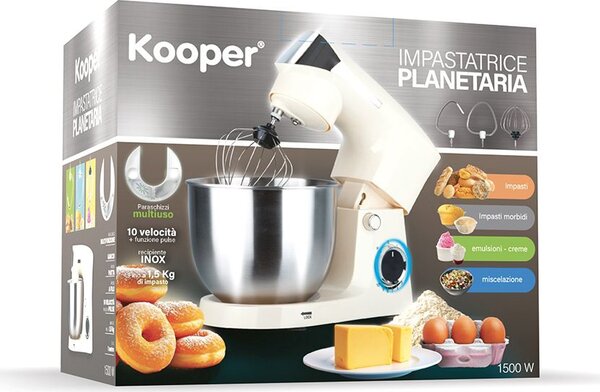 Kooper Impastatrice Planetaria Capacit Ciotola 5,5 Litri Potenza 1500 Watt colore Avorio - 5920754