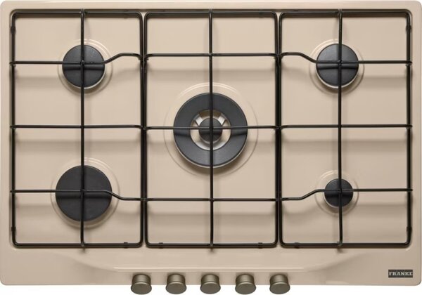 Franke Piano Cottura 5 Fuochi a Gas da Incasso 75 cm (1 Bruciatore Tripla Corona) colore Avena - 106.0696.852 COUNTRY FCH 750 OA