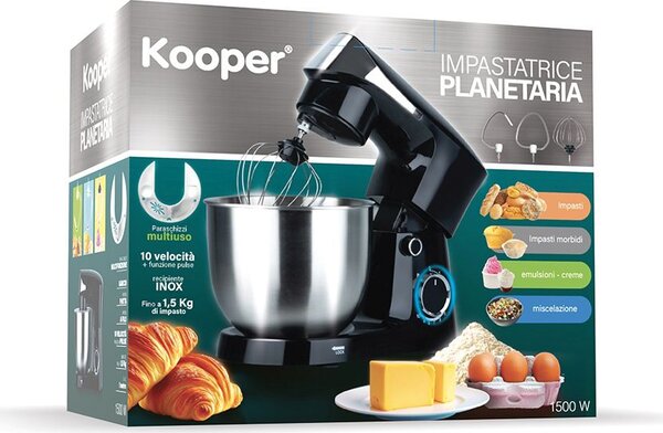 Kooper Impastatrice Planetaria Capacit Ciotola 5,5 Litri Potenza 1500 Watt colore Nero - 5920753