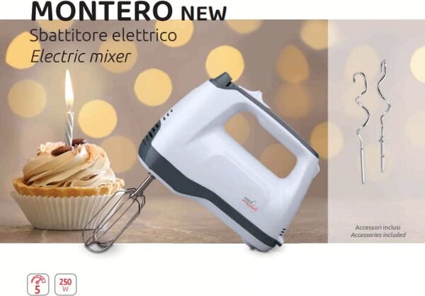 Melchioni Sbattitore Elettrico Mixer 5 Velocit Potenza 250 watt colore Bianco - 118420030 Montero New