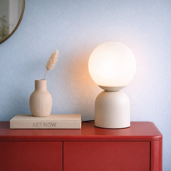Lampada da tavolo beige con vetro opale - Pallon Trend