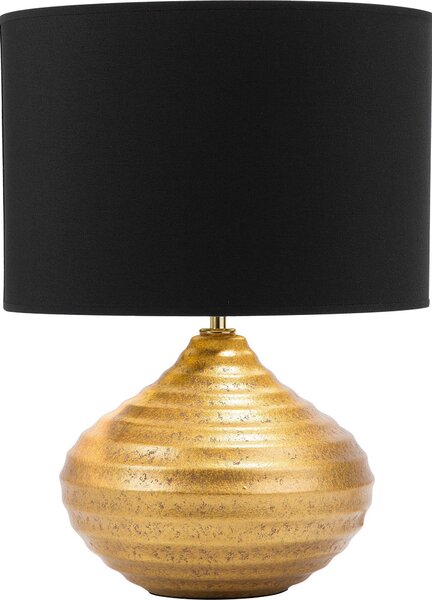 BELIANI Lampada da tavolo in Vetroceramica dorata 42 cm paralume in tessuto cavo a forma di vaso dal design moderno