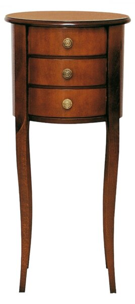 MOBILI 2G - TAVOLINO FAGIOLO TONDO CLASSICO IN LEGNO TINTA NOCE 34x74
