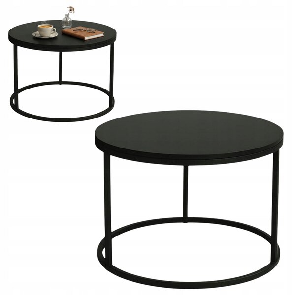 Tavolino EstiloHome ORI, rotondo, diametro 60 cm, nero – Tavolino ausiliario con struttura in metallo
