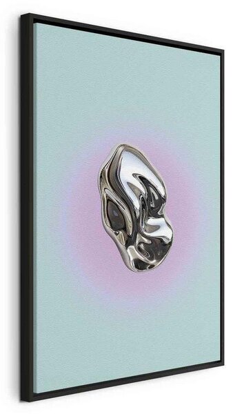 Quadro - Metallic Form - Abstract Sculpture on a Mint Background with a Purple Halo