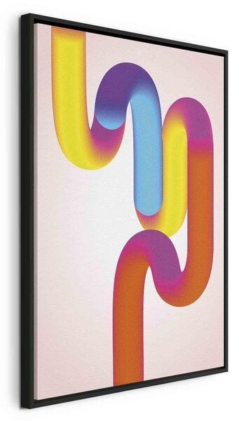 Quadro - Colorful Turns - Dynamic Composition in Shades of Yellow Pink and Blue