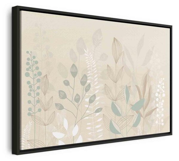 Quadro - Morning in the Meadow - Various Pastel Plants on a Beige Background