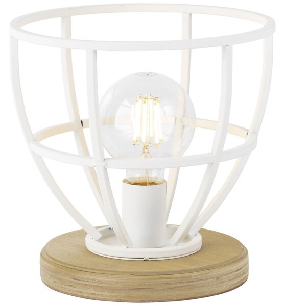 Lampada BRILLANTE Matrice Lampada da tavolo in legno 25cm bianco opaco | 1x G95, E27, 60W, adatta a lampade standard (non incluse) | Scala da A++ a E | Con interruttore a cavo intermedio