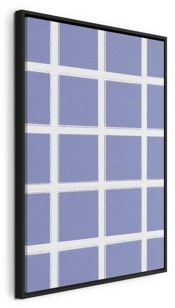 Quadro - Lines and Symmetry - Expressive White Grid on a Blue Background