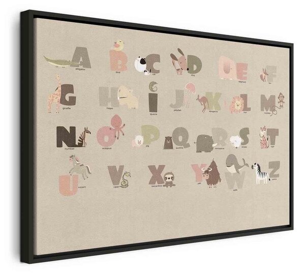 Quadro - Alphabet at the Zoo - Joyful Animals and Their Names on a Beige Background