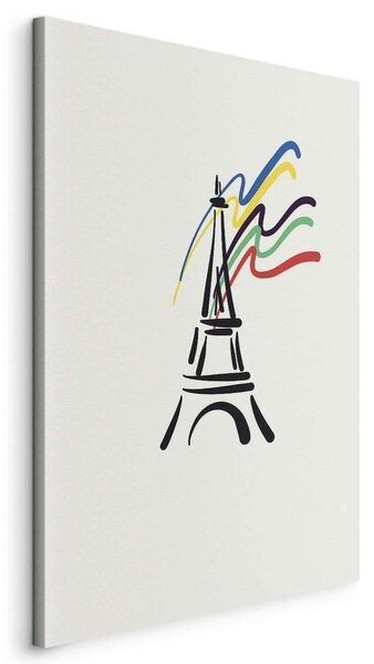 Quadro - Eiffel Tower and Colorful Ribbons