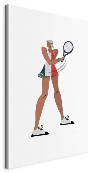 Quadro - Tennis Player With a Racket on a Light Background - Illustration