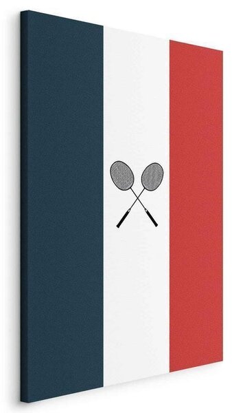 Quadro - Black Badminton Rackets Against the Backdrop of the French Flag