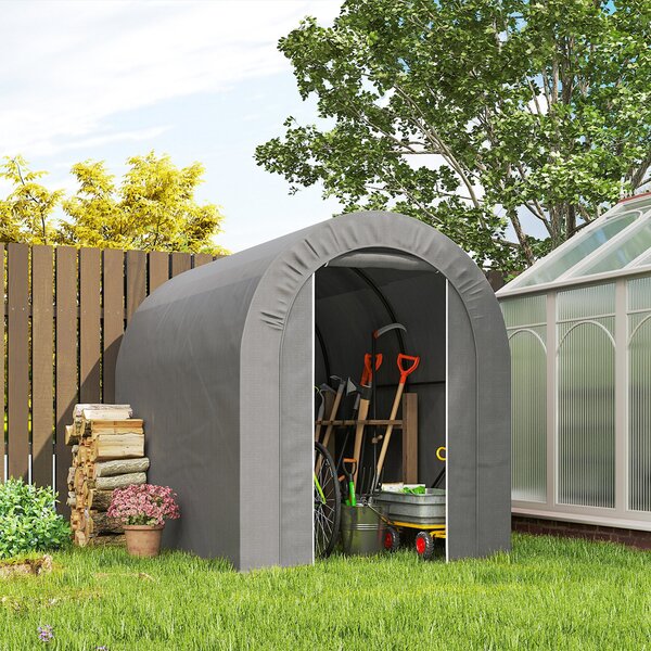 Outsunny Tenda da Giardino per bici tetto in PE, Capanno stoccaggio esterno garage in metallo zincato, 239 x 159 x 190 cm grigio | Aosom Italy