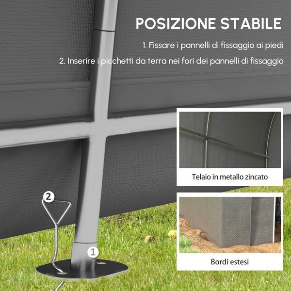 Outsunny Tenda da Giardino per bici tetto in PE, Capanno stoccaggio esterno garage in metallo zincato, 239 x 159 x 190 cm grigio | Aosom Italy