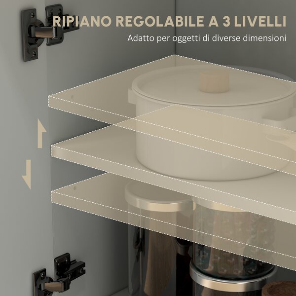HOMCOM Buffet mobile da stoccaggio con 2 cassetti 3 mensole aperte e mobile con 2 ante 110 x 29,5 x 82 cm bianco