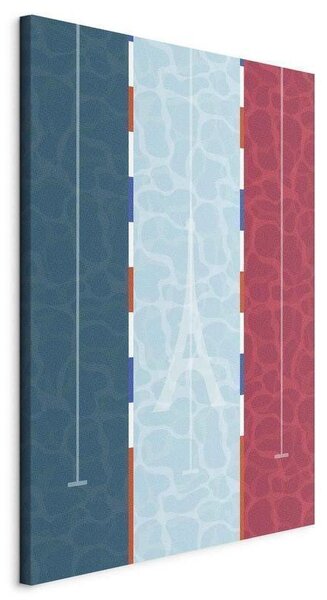 Quadro - Graphic Illustration of a Swimming Pool Against the Backdrop of the French Flag