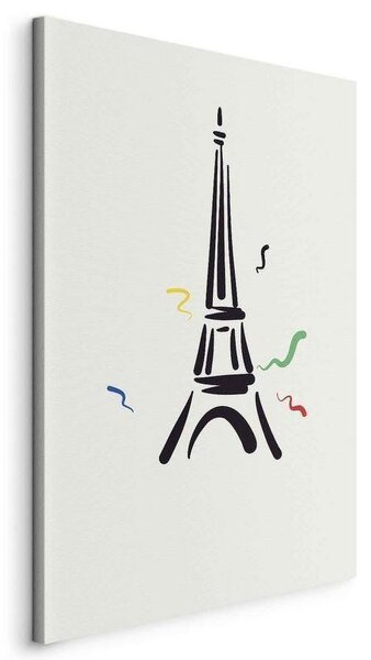 Quadro - Black Graphic Drawing of the Eiffel Tower on a Cream Background