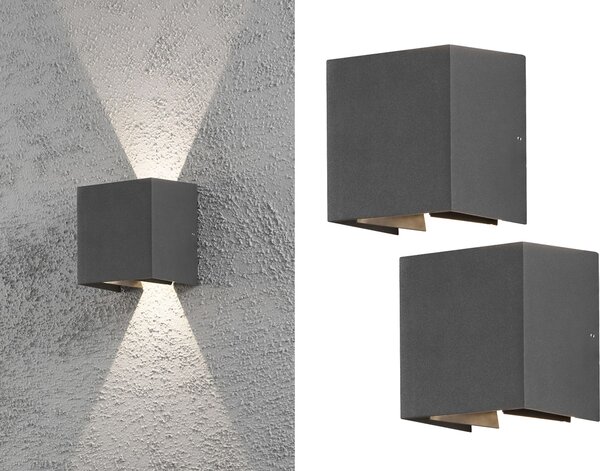 Set di 2 luci LED da esterno antracite Up & Down illuminazione della facciata casa muro giardino