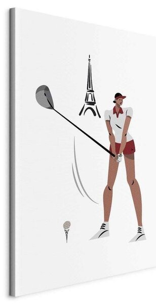 Quadro - Female Golfer With the Eiffel Tower in the Background - Illustration