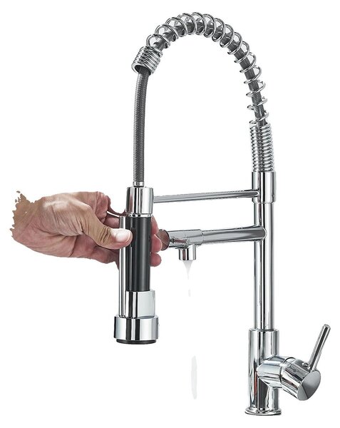 Miscelatore da cucina, beccuccio estraibile, valvola in Vetroceramica, cromato