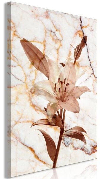 Quadro - Elegance of a Flower (1-part) - Delicate Lily on Marble in Sepia