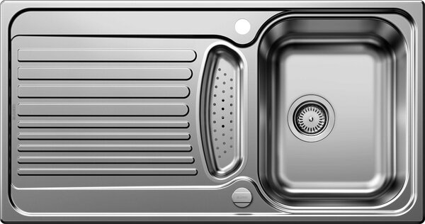 BLANCO 526336 Lavello TIPO 5 S in acciaio inox finitura naturale con telecomando di scarico e vasca di scarico / Lavello in acciaio inox