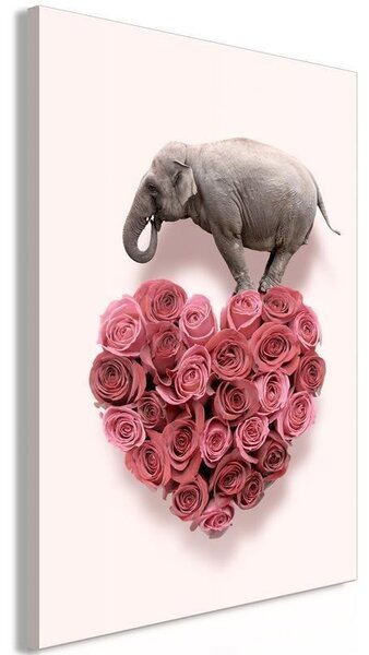 Quadro - Elephant Lover (1-part) - Elephant Amid Pink Flowers