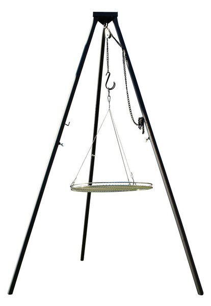 "Grillclub" massiccio con treppiede "Benny" (altezza 180 cm) + griglia Ø 55 cm con cavo in ACCIAIO INOSSIDABILE; barbecue girevole