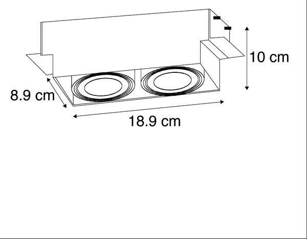 Set di 6 faretti da incasso neri GU10 orientabili senza cornice 2 luci - Oneon