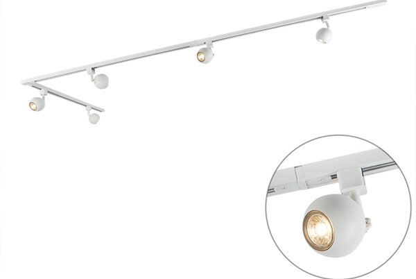 Sistema a binario moderno monofase con 5 faretti bianchi - Gissi