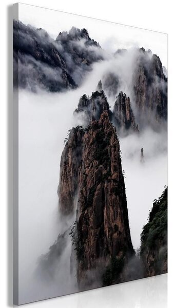 Quadro - High Mountains in Mist (1-part) - Landscape of Clouds Amid Rocks