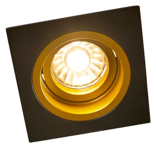 Faretto da incasso smart nero con oro quadrato incluso Wifi GU10 - Chuck