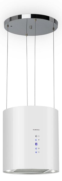 Klarstein Barett - Cappa aspirante a isola, Ø 35 cm, ricircolo, 558 m³/h, LED, filtri ai carboni attivi