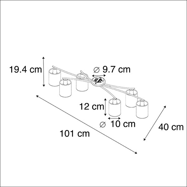 Plafoniera moderna nera 6 luci - Lofty