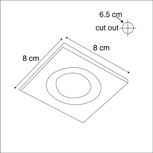 Set di 3 faretti da incasso per bagno neri quadrati IP44 - Xena