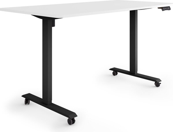 ESMART Germany ETX-121BW 160x80cm Bianco Scrivania ergonomica in piedi/seduta su rotelle Regolabile elettricamente in altezza in modo continuo 78,5-128,5cm 3 x porta di ricarica USB con memoria Promemoria attività