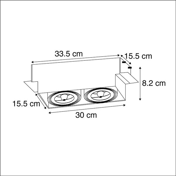Faretto da incasso bianco orientabile e girevole G53 AR111 senza bordi 2-luci - Oneon