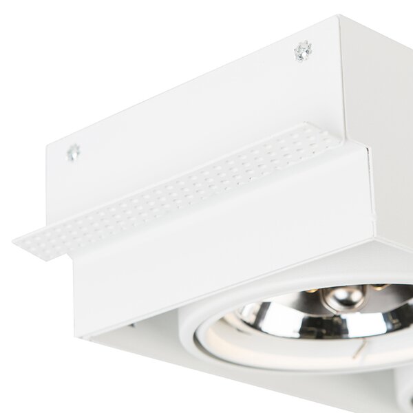 Faretto da incasso bianco orientabile e girevole G53 AR111 senza bordi 2-luci - Oneon