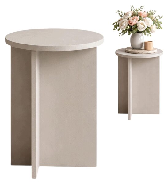 Tavolino laterale EstiloHome KUMO, rotondo, diametro 35 cm, in tessuto simile al cashmere – piccolo tavolino da divano