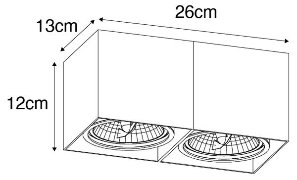 Faretto di design nero rettangolare AR111 2 luci - Box