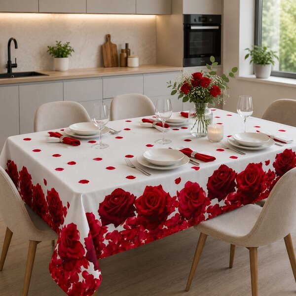 Tovaglia da tavolo con tovaglioli Botticelli Home Rose rosse