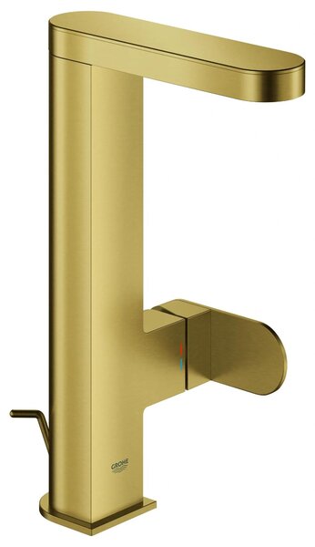 Miscelatore per lavabo Grohe Plus, taglia L, con erogatore estraibile, tiranti, finitura Cool Sunrise spazzolata, confezione singola