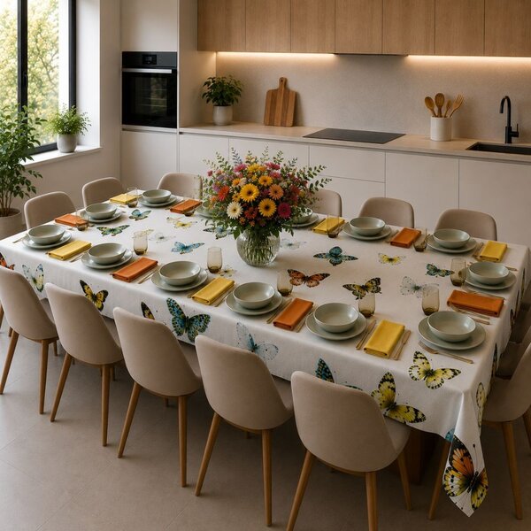 Tovaglia da tavolo con tovaglioli Botticelli Home Farfalle
