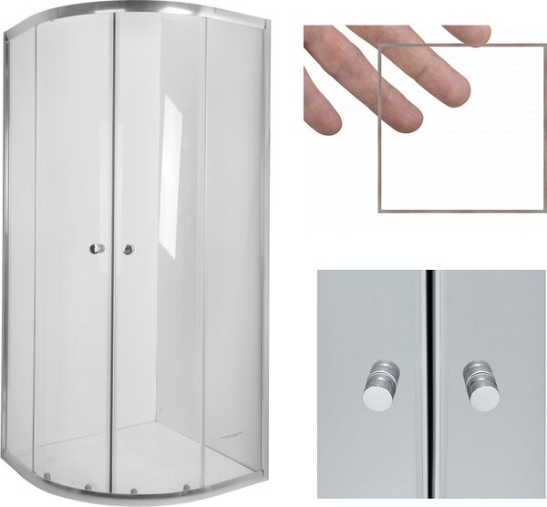BADLAND Box doccia Vitoria in vetro trasparente 90x90, 180 cm, semicircolare