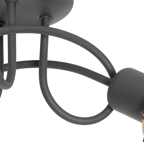 Plafoniera di design nera con oro 3 luci - Noud