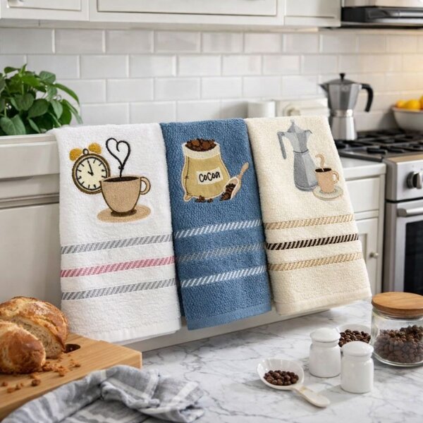 Strofinacci cucina 3 pezzi in spugna Botticelli Home Coffee