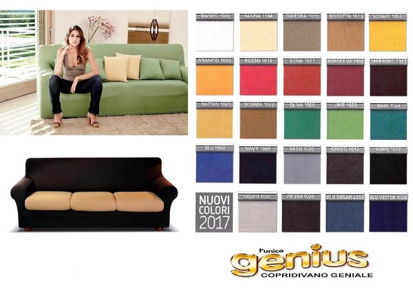 Copridivano Biancaluna Genius Color ElasticizzatoTinta Unita
