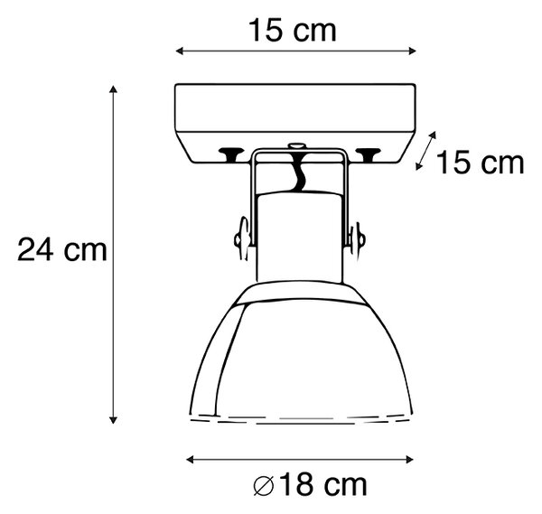 Faretto industriale bianco con legno di mango 18 cm - Mangoes